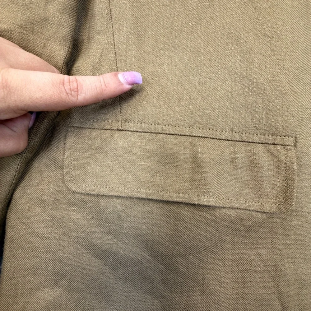 Banana Republic Linen Blazer Mens 44R Brown Tailored Fit Military Safari Jacket